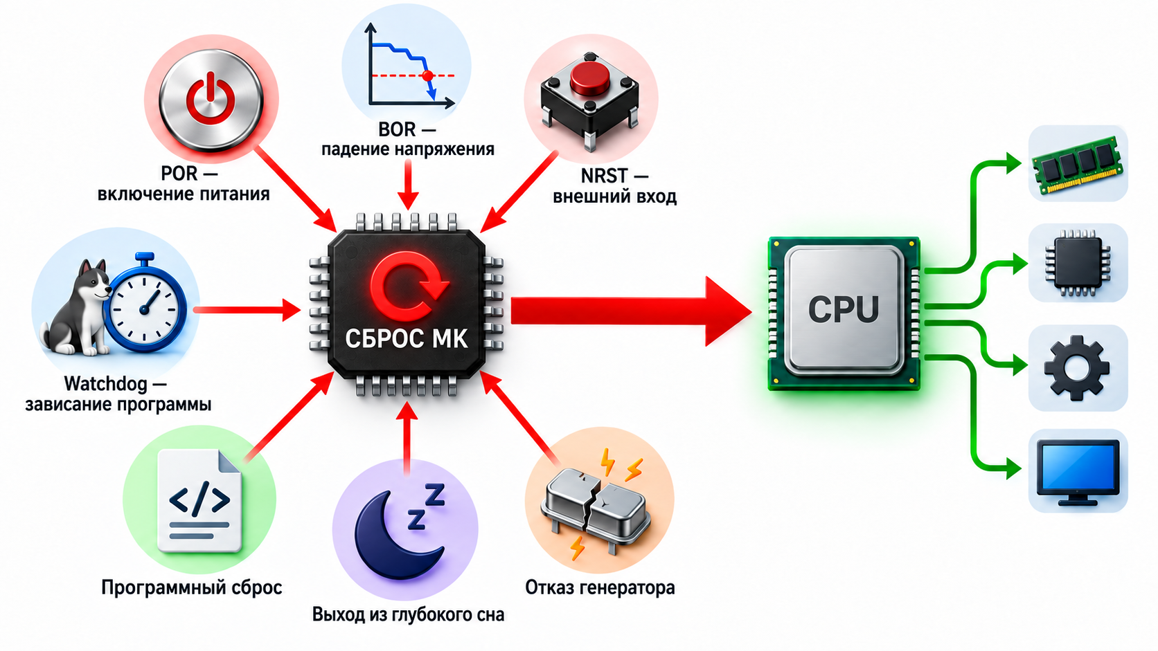 Источники сброса микроконтроллера