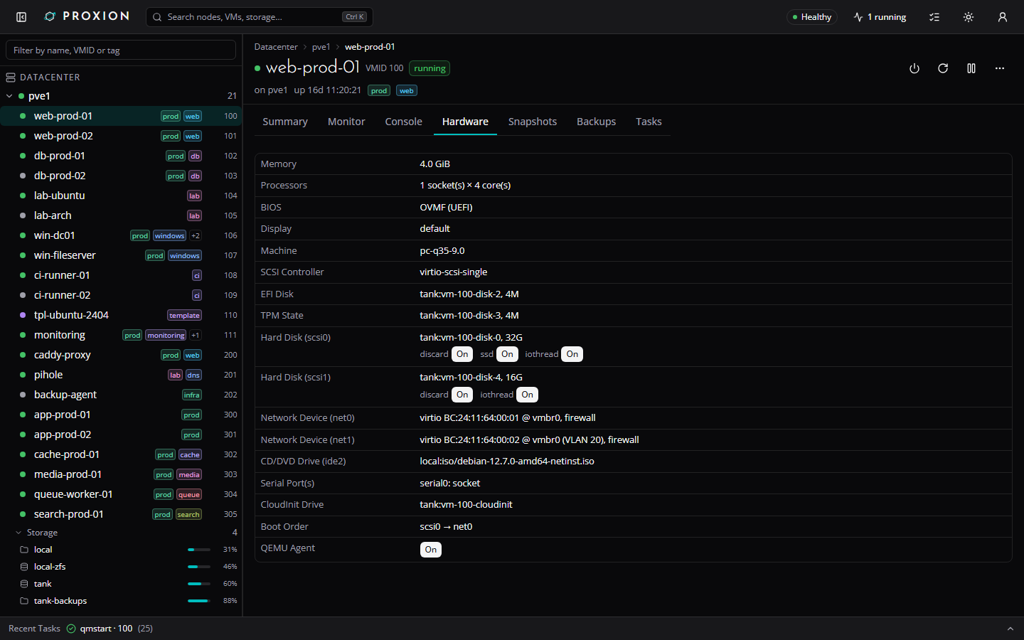 VM hardware tab