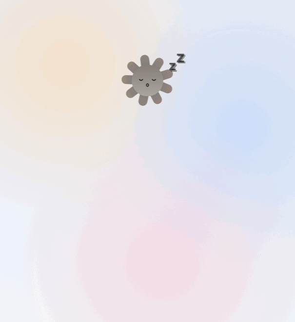 Light mode, nothing running: the sleeping sun pulls its rays away from the approaching cursor and leans back