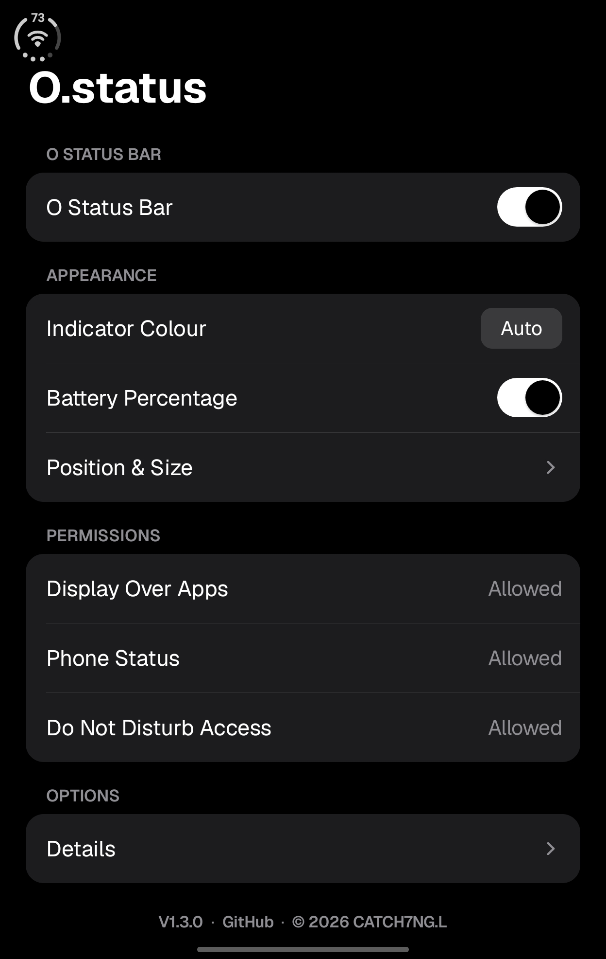 O.status Settings