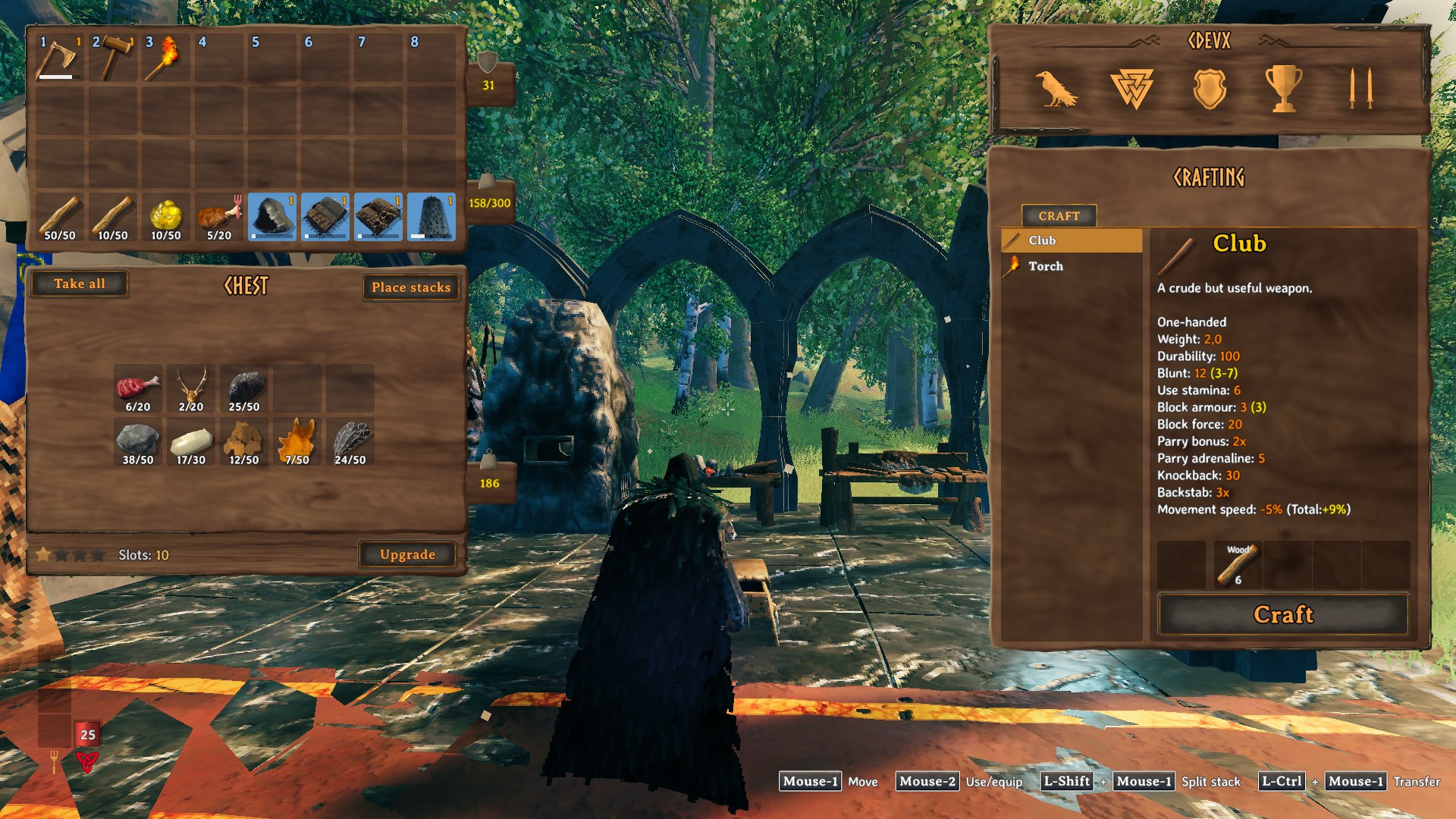 The chest window with the level strip