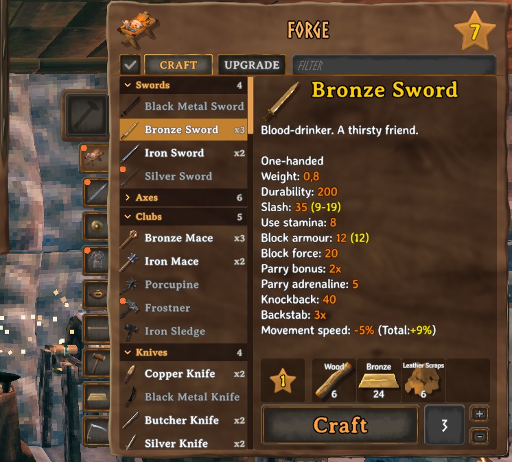 The crafting window