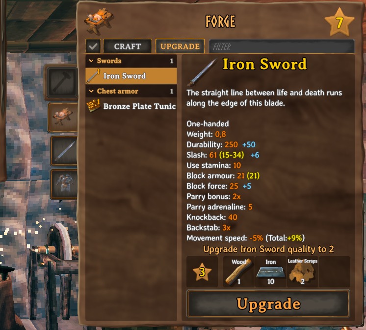 The Upgrade tab