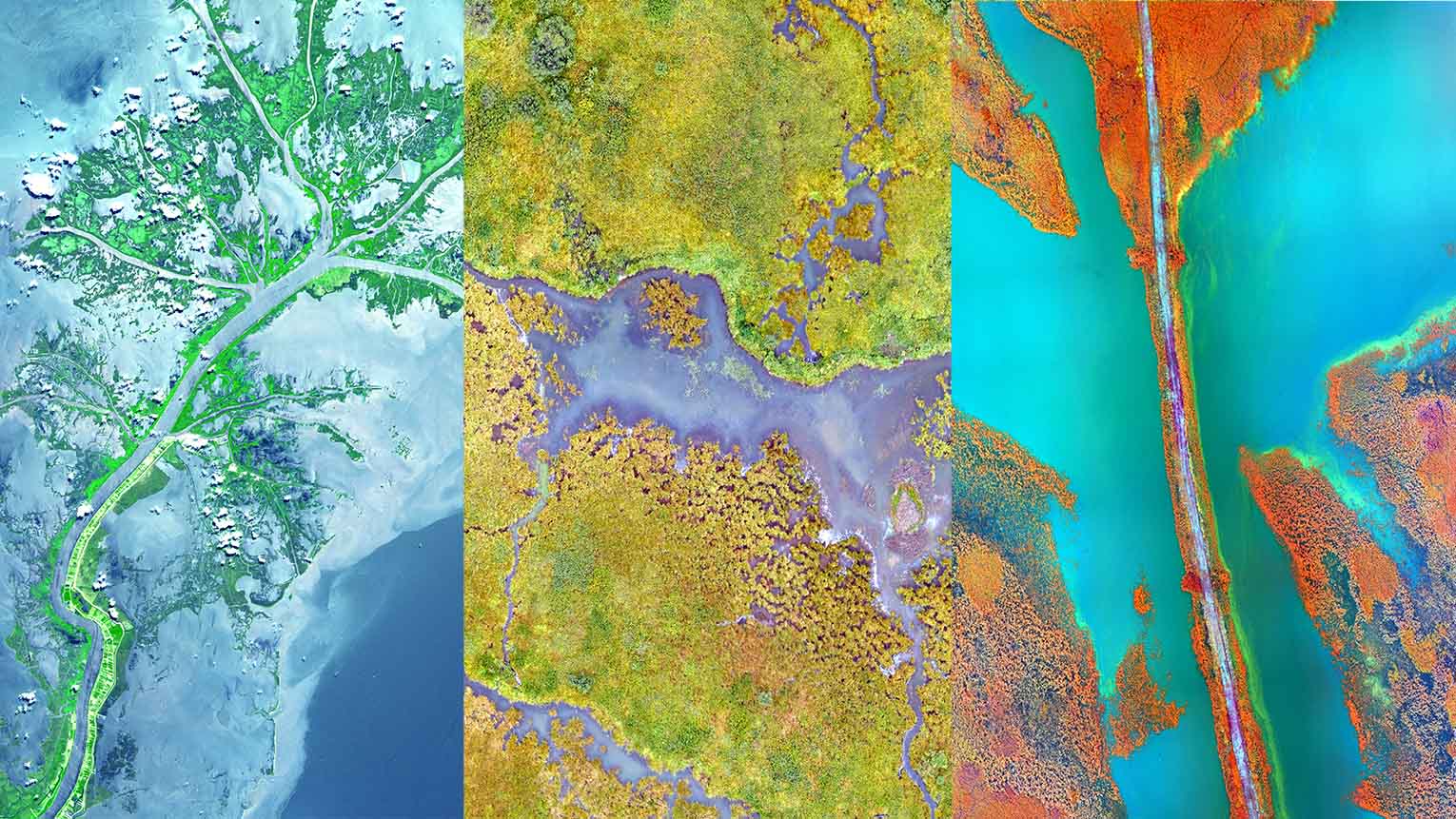 Satellite image collage graphic