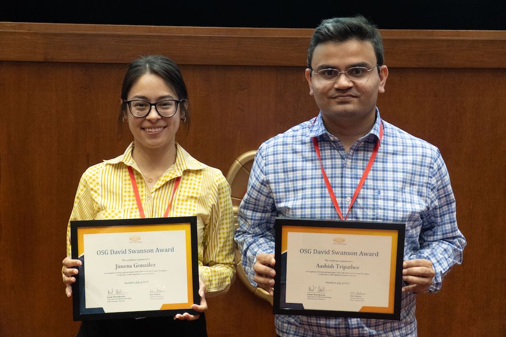 González (left) and Tripathee (right) pictured with their awards. Photo provided by Jimena González.