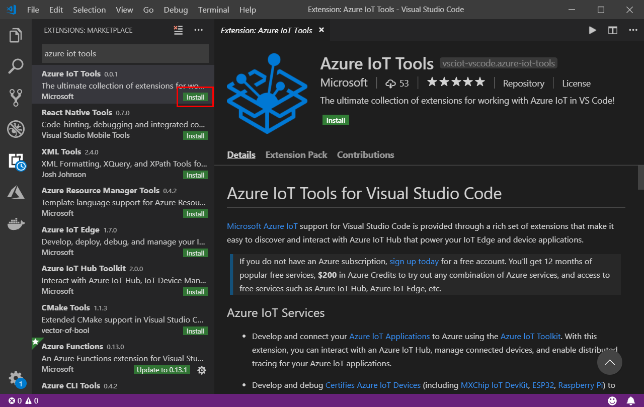 Install Azure IoT Tools