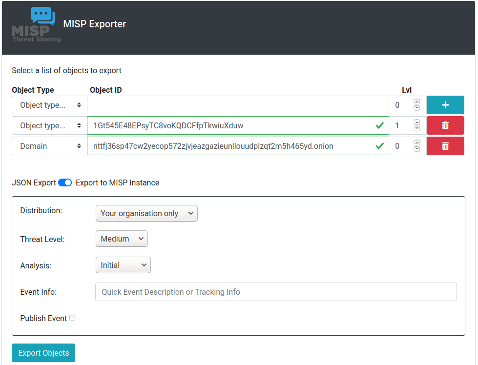 MISP export misp_export