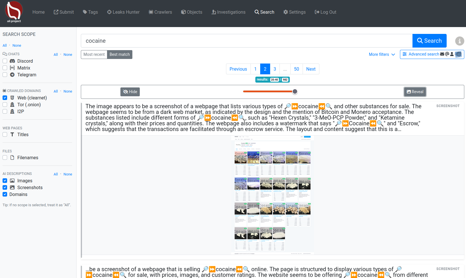 AIL global search global search