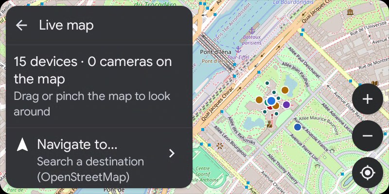 Android Auto live map with the devices around you