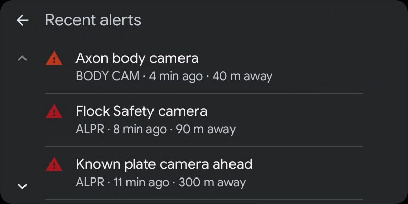 Android Auto recent alerts, kept after the device has left