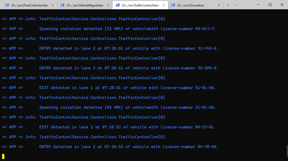 TrafficControlService loggin