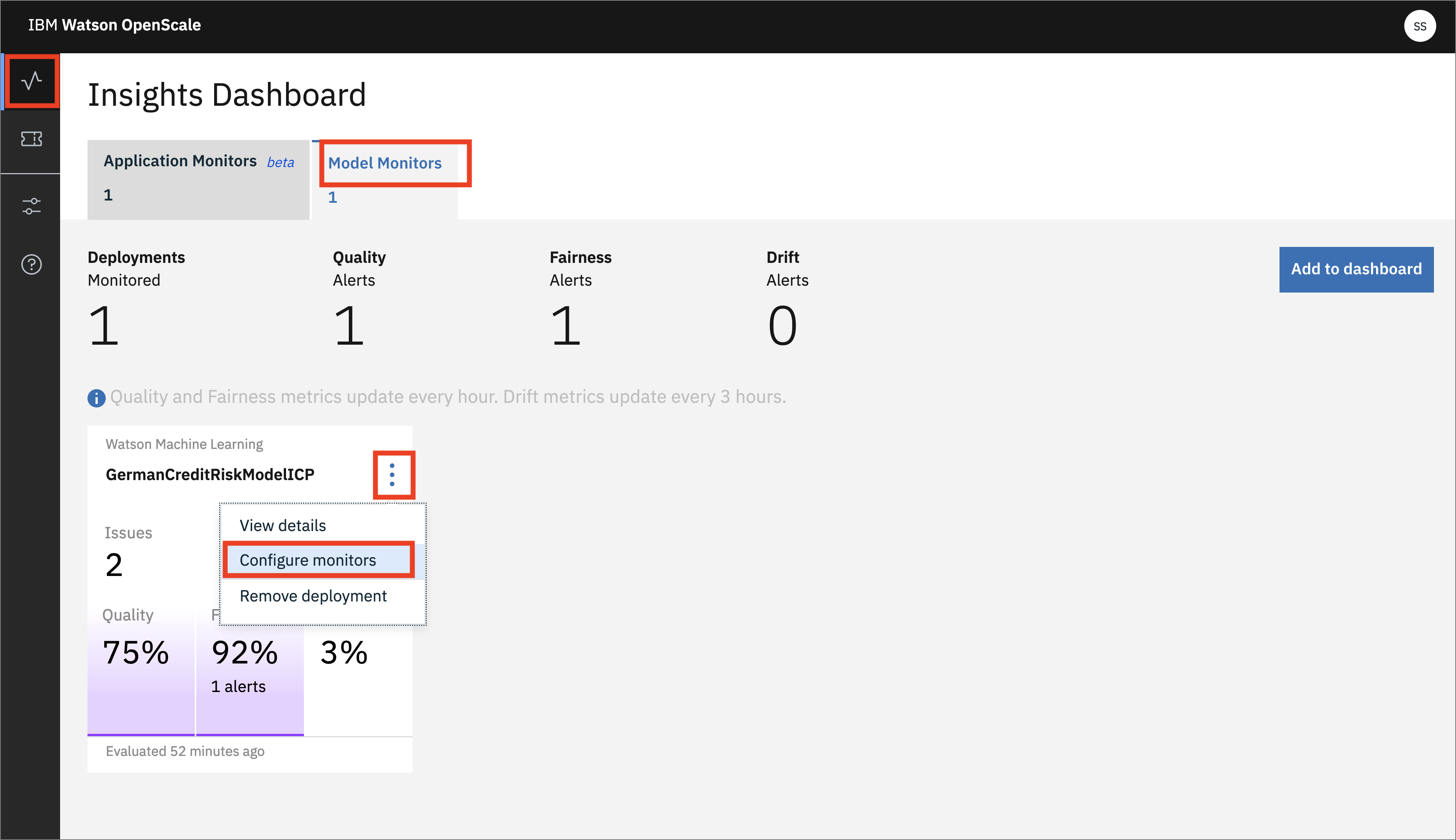 OpenScale Configure Monitors