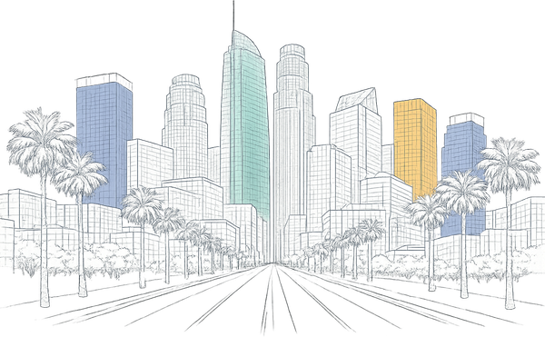 Los Angeles skyline wireframe