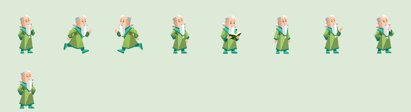 Every animation: idle, run-right, run-left, wave, reading, failed, waiting, working, pondering