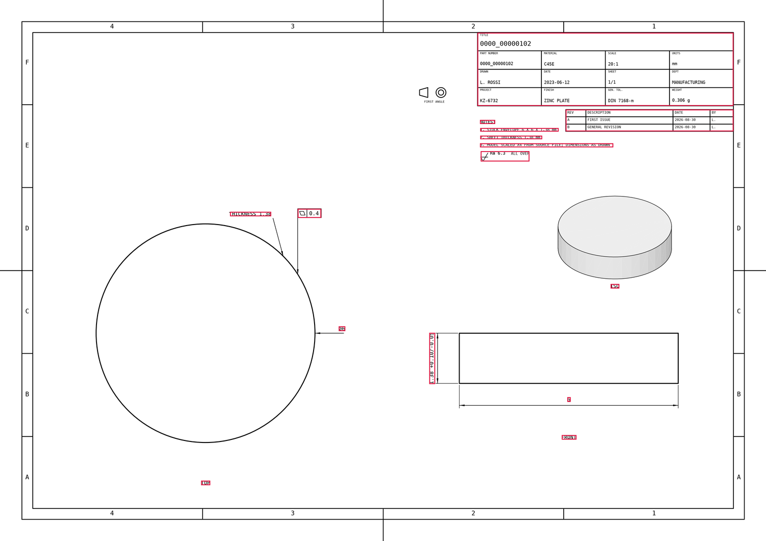 Generated technical drawing with reference annotation boxes in red