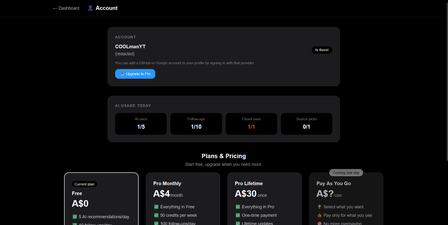 Account settings overview