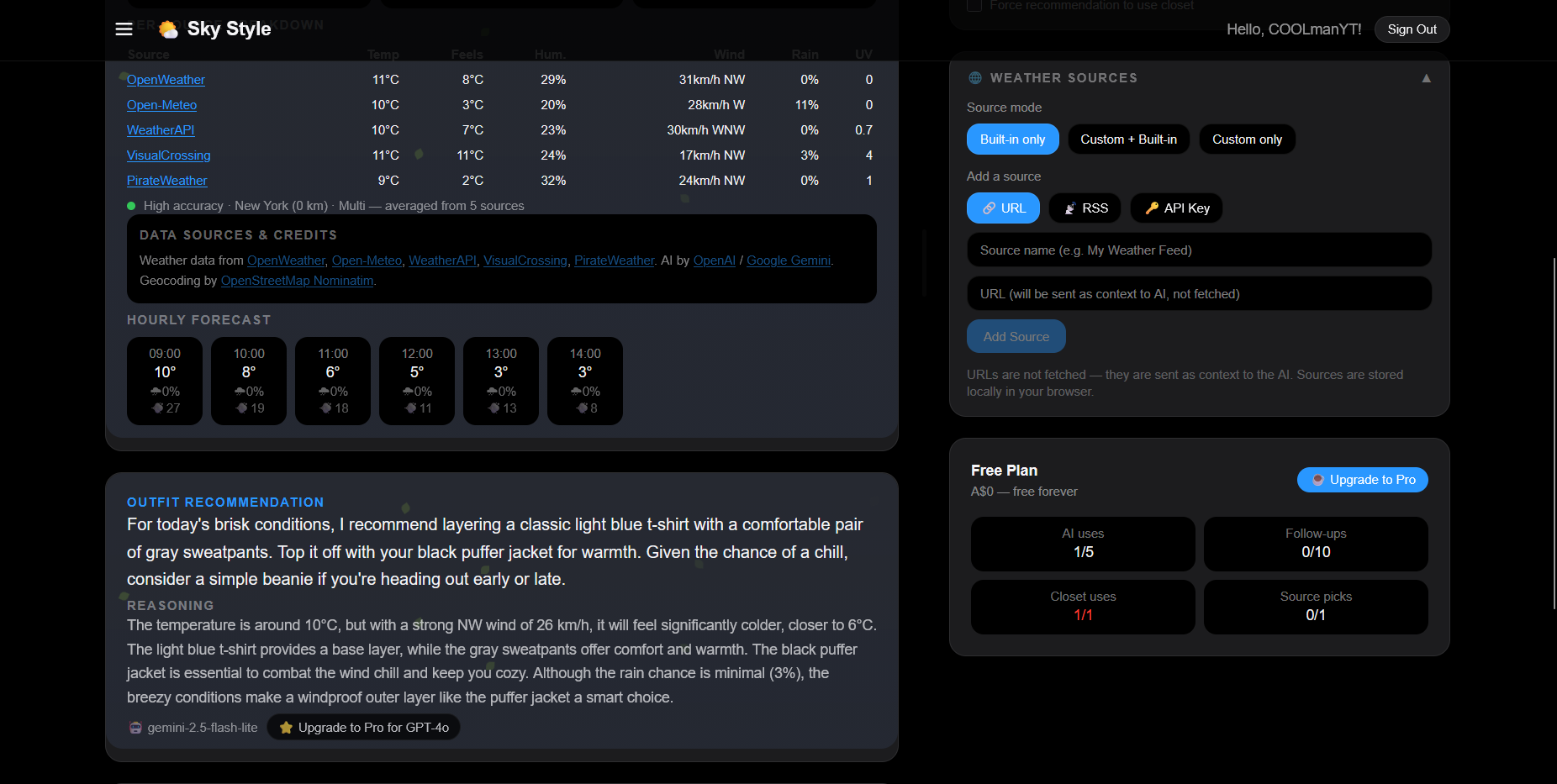 Weather and recommendation flow