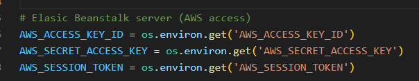 AWS Elastic Beanstalk server connection code