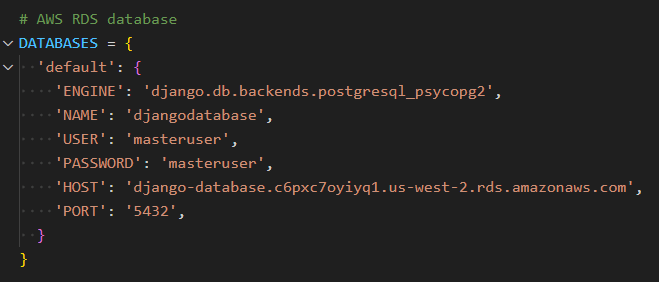 AWS RDS SQL database connection code