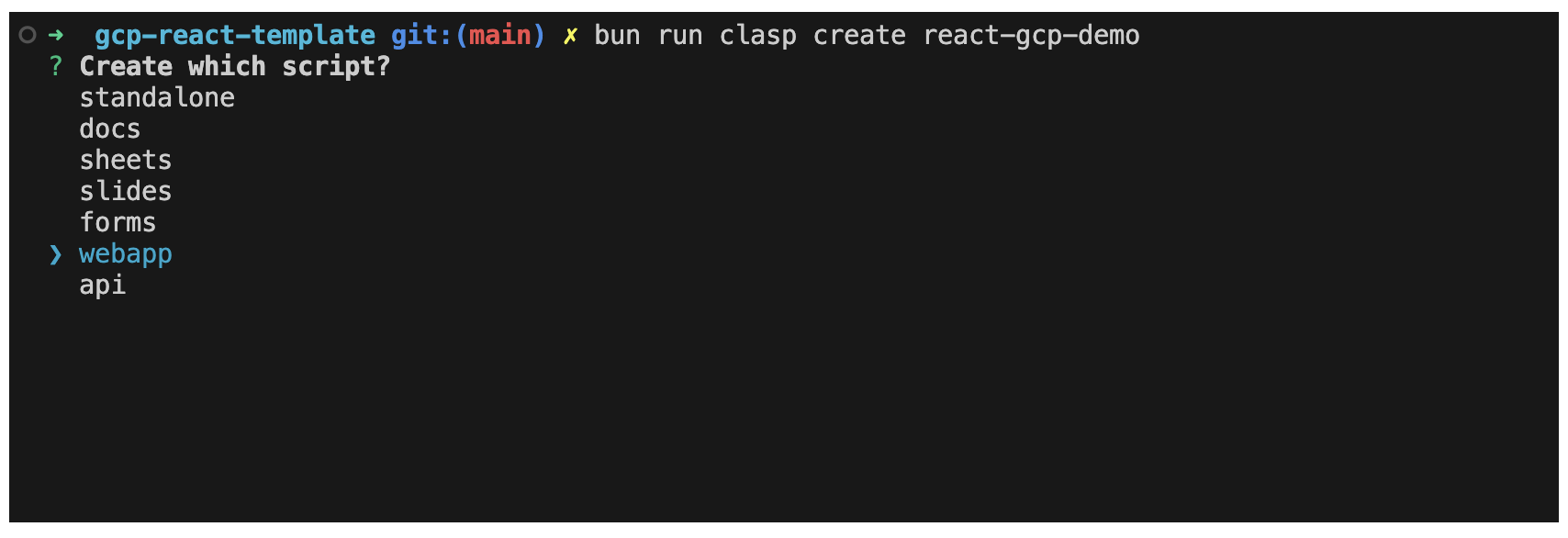 bun_run_clasp_create.png