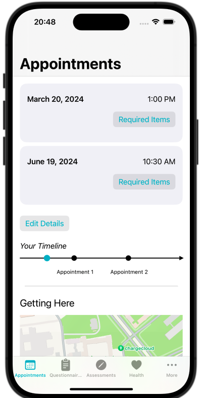 Screenshot displaying the Appointments View.