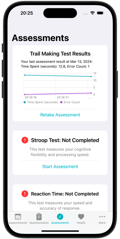 Screenshot displaying the Assessment View.