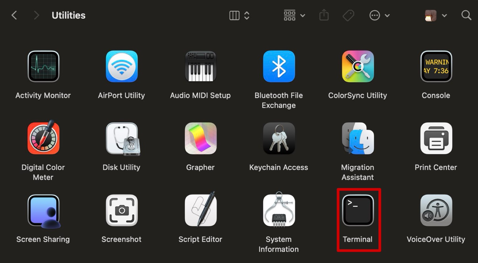 Terminal in Utilities
