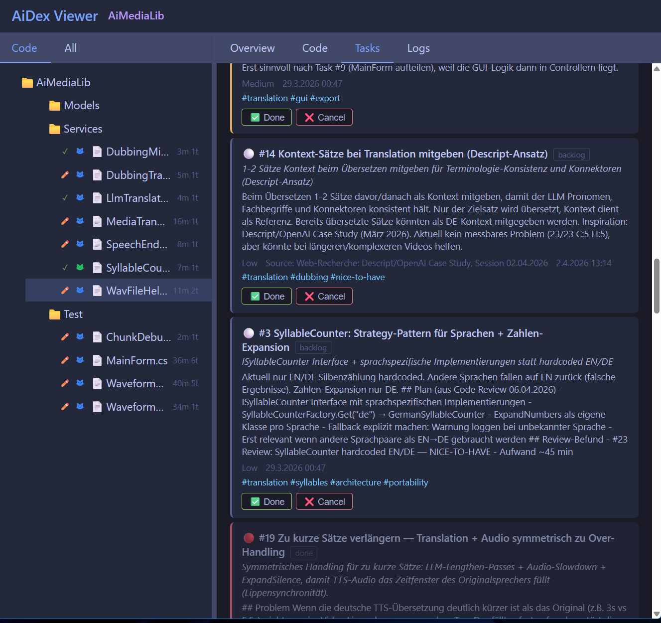 AiDex Viewer - Tasks
