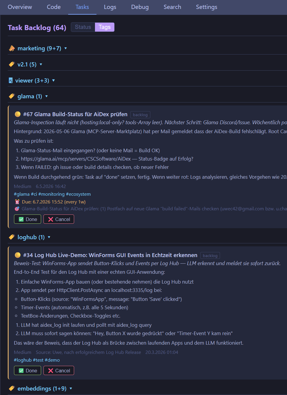 AiDex Viewer - Tasks