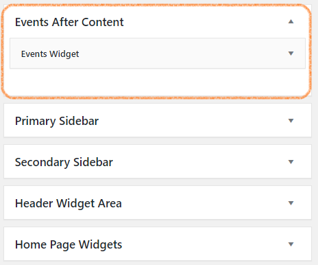 Events widgets section