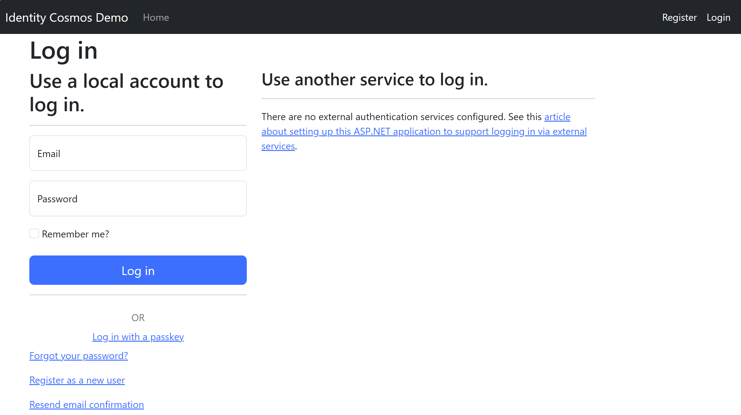 Login page screenshot