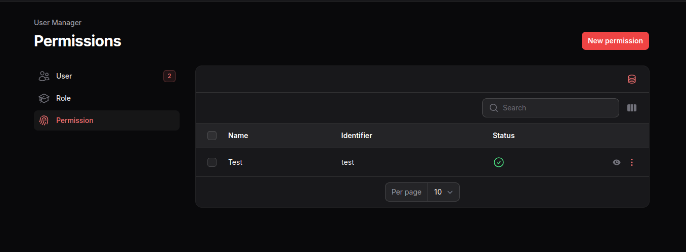 User Roles Permissions Screenshot