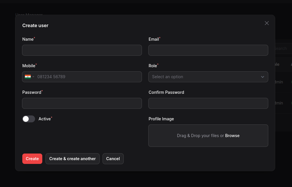 User Roles Permissions Screenshot
