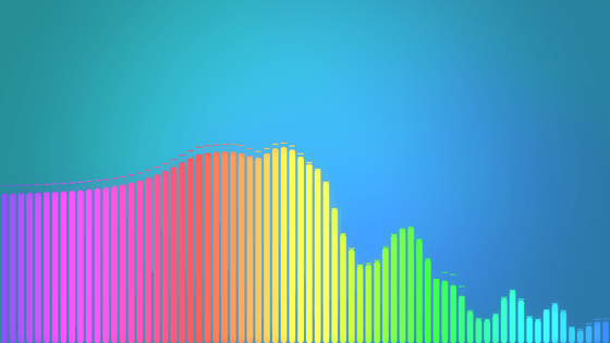 Rainbow frequency bars on a soft gradient