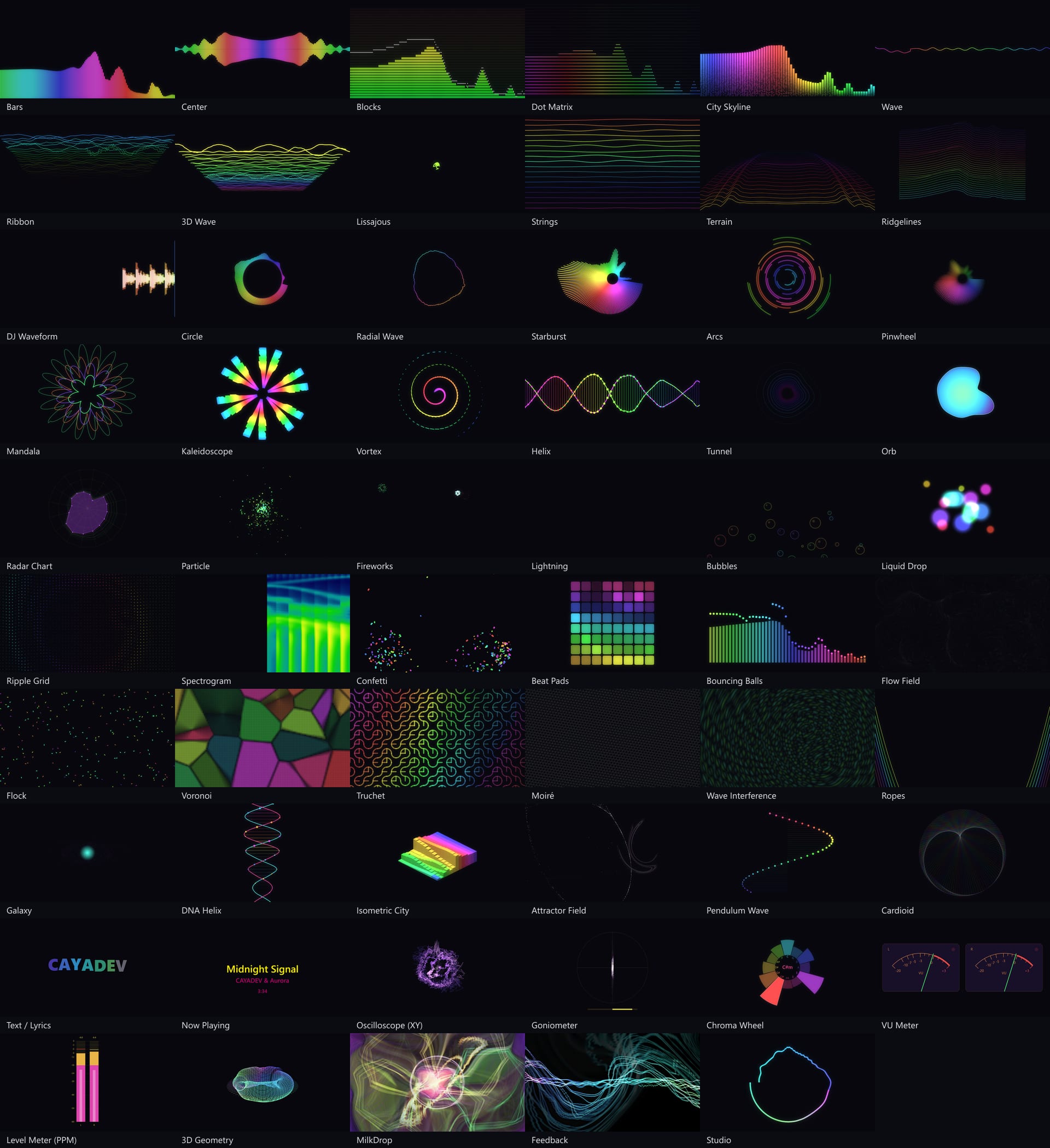 Every visualizer mode