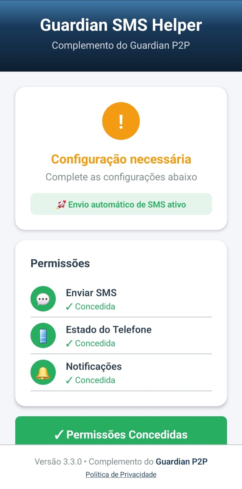 Guardian P2P - Configurações