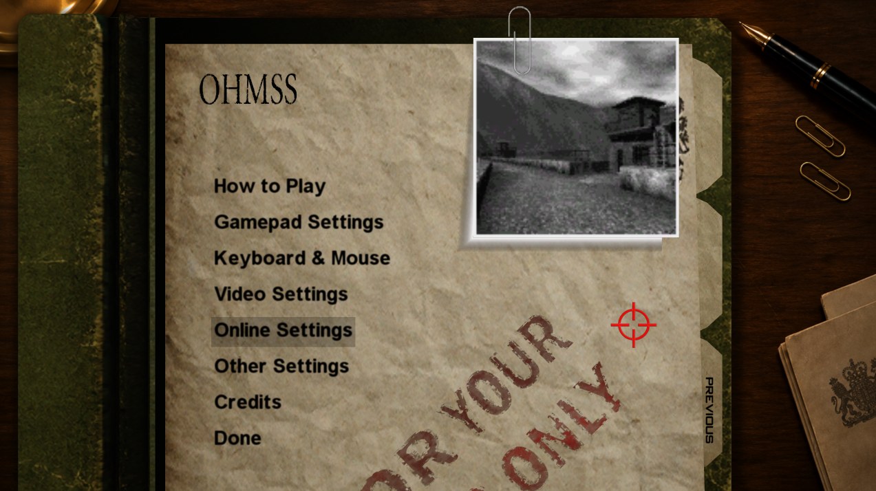 Tela de opções de vídeo e controles do GoldenEye XBLA PC Recomp
