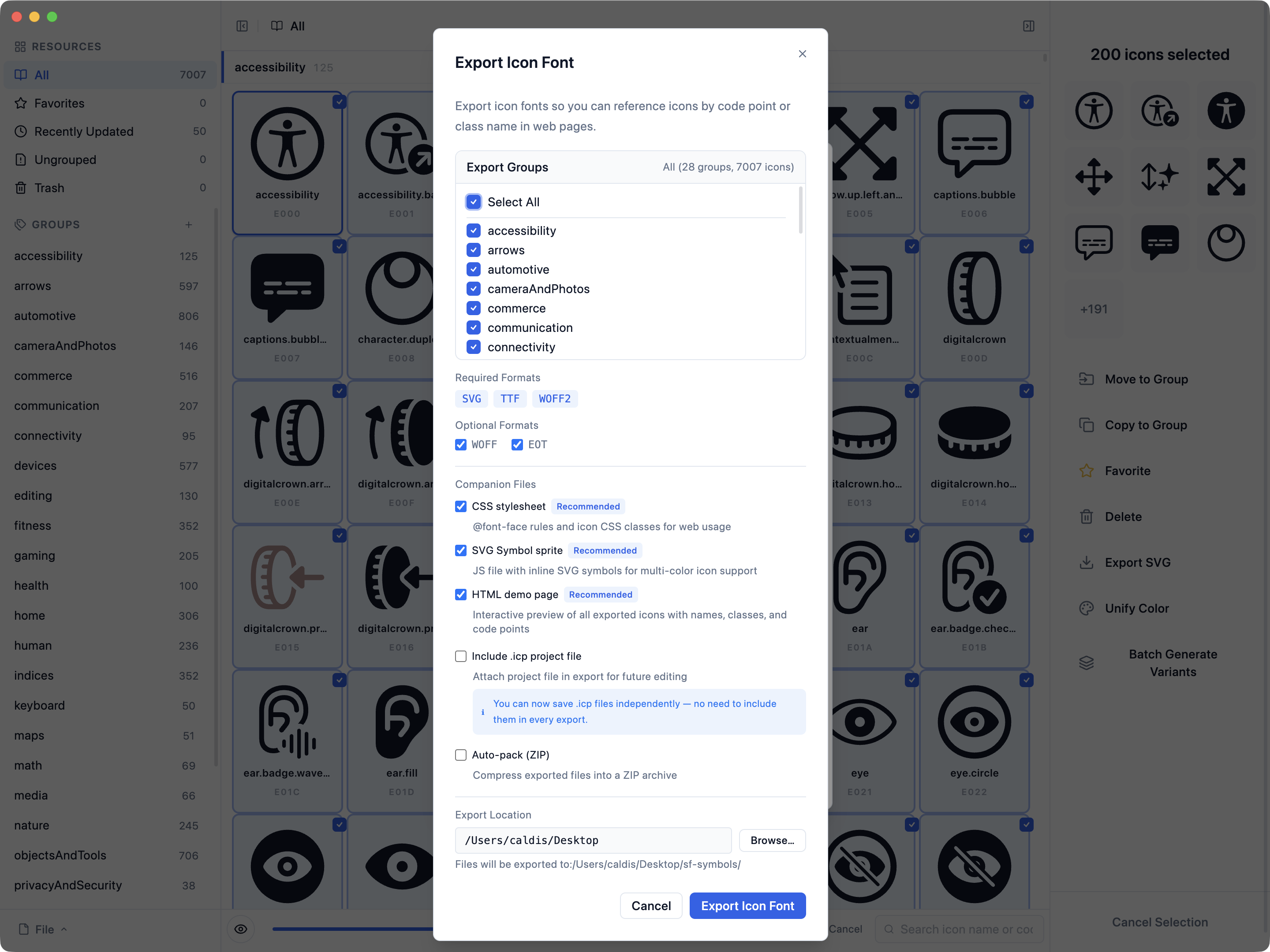 Batch select icons with multi-select mode and bulk operations