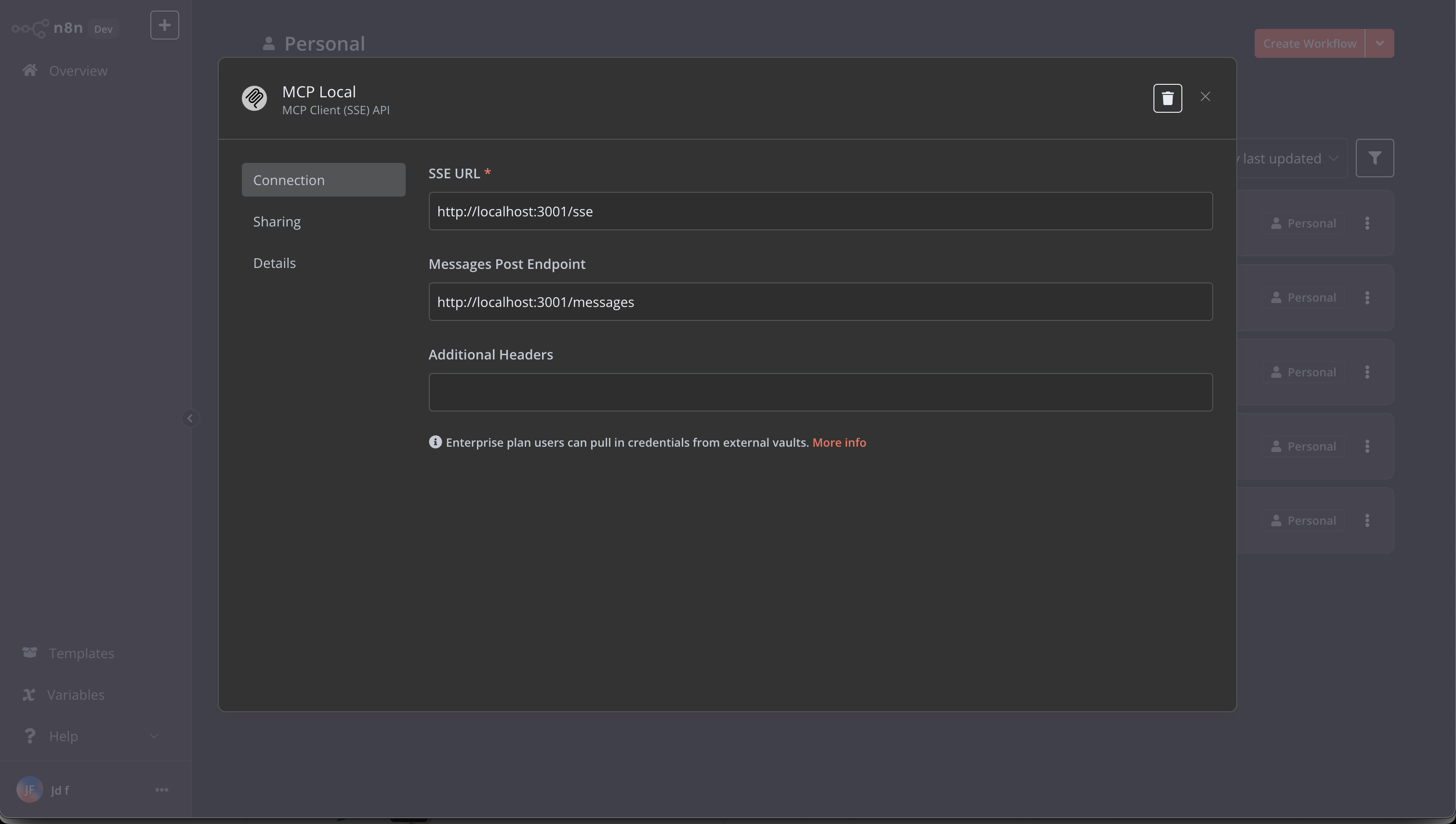 MCP Client SSE Credentials