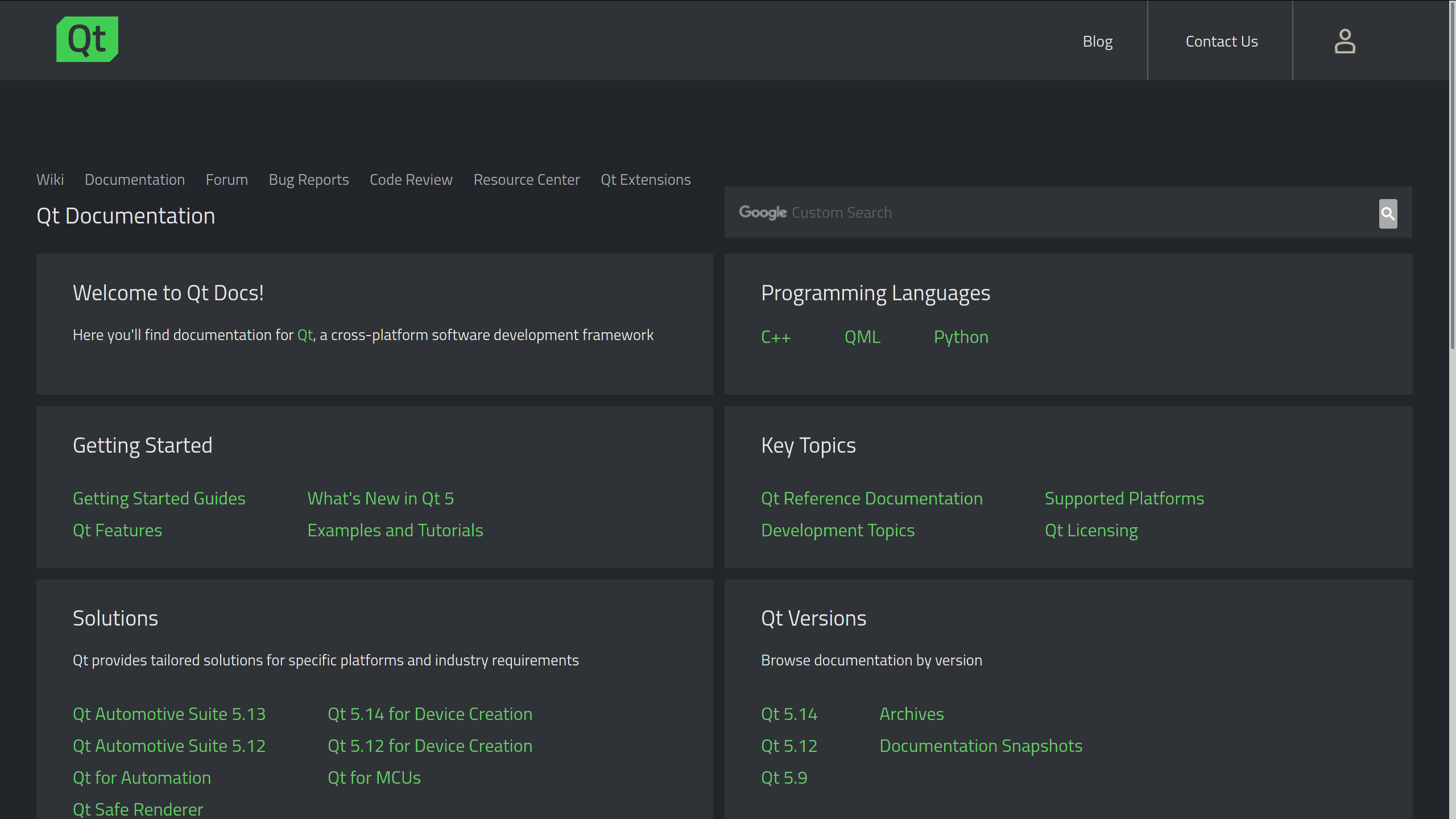 Dark Qt documentation preview