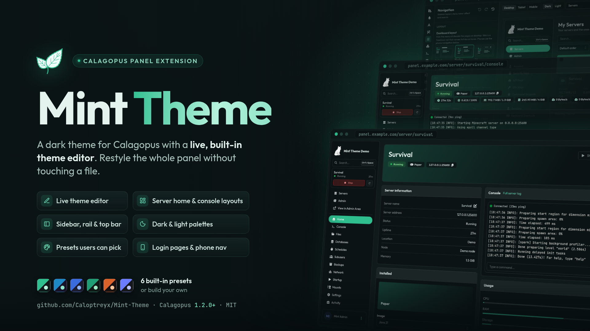 Mint Theme for Calagopus Panel