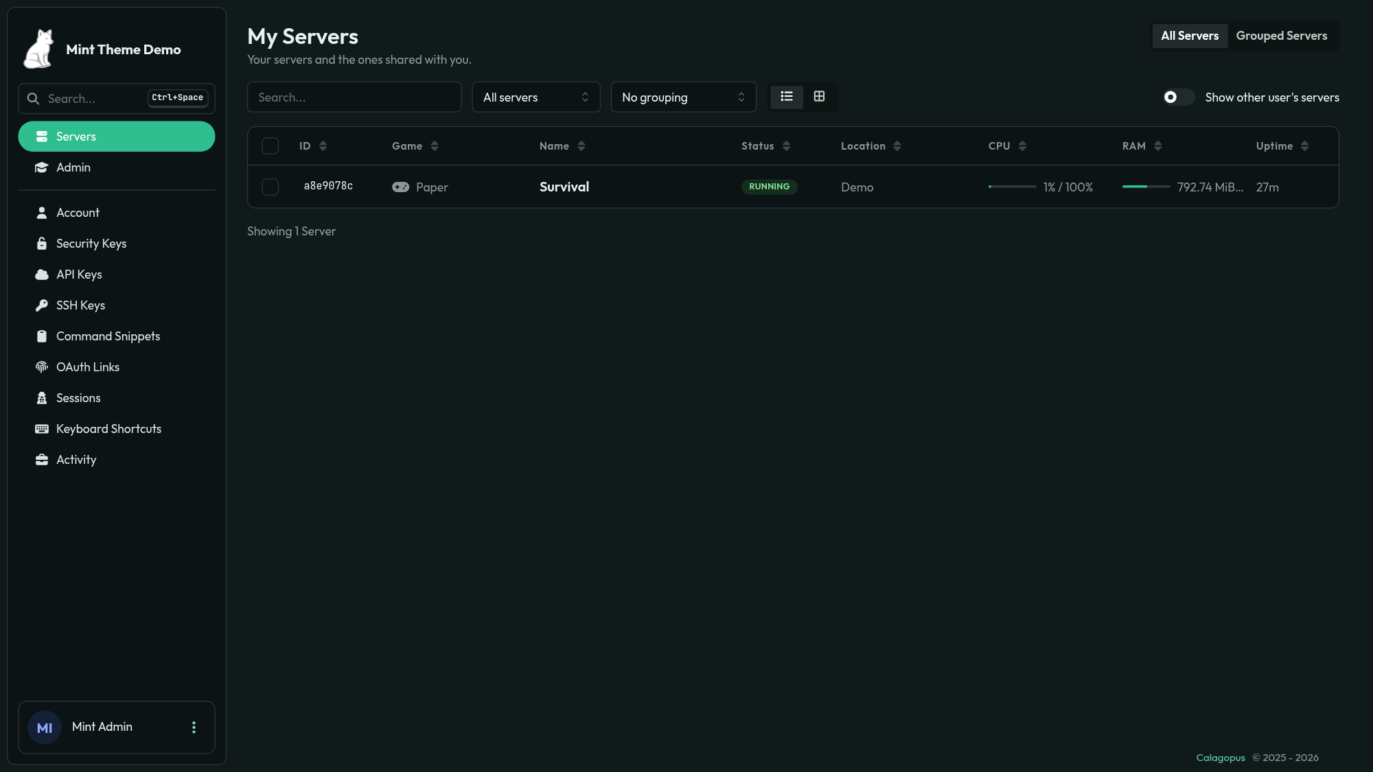 Server list