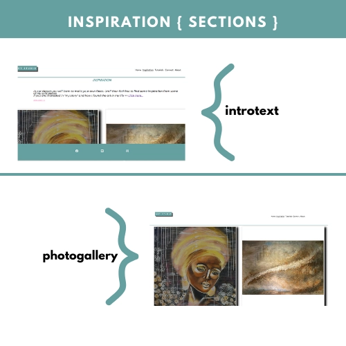 Inspiration page in two sections