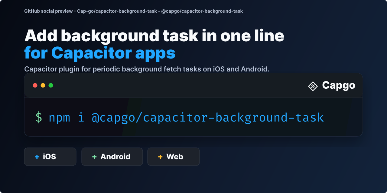 @capgo/capacitor-background-task for Capacitor apps