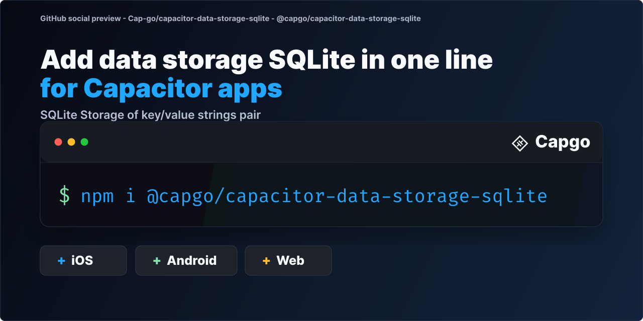 @capgo/capacitor-data-storage-sqlite for Capacitor apps