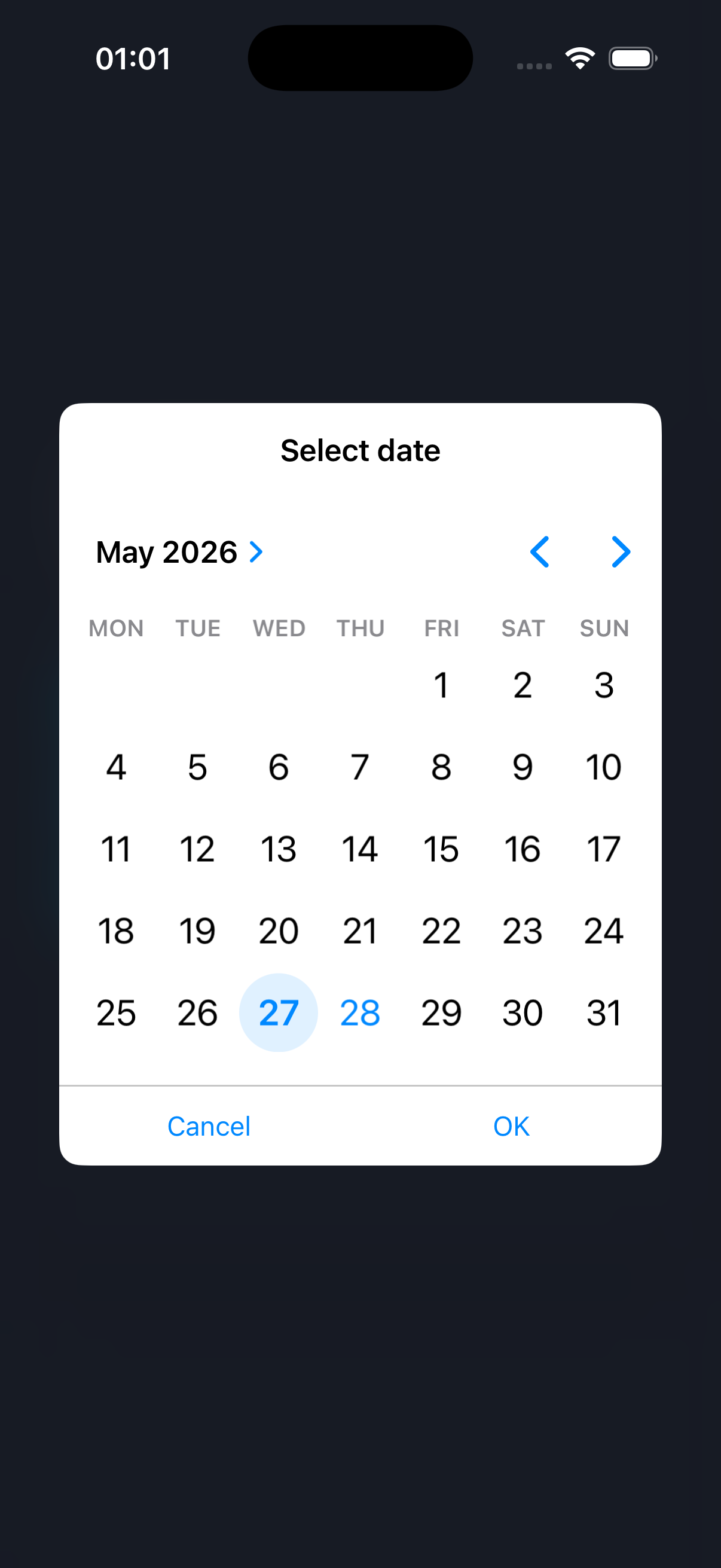 iOS native date picker