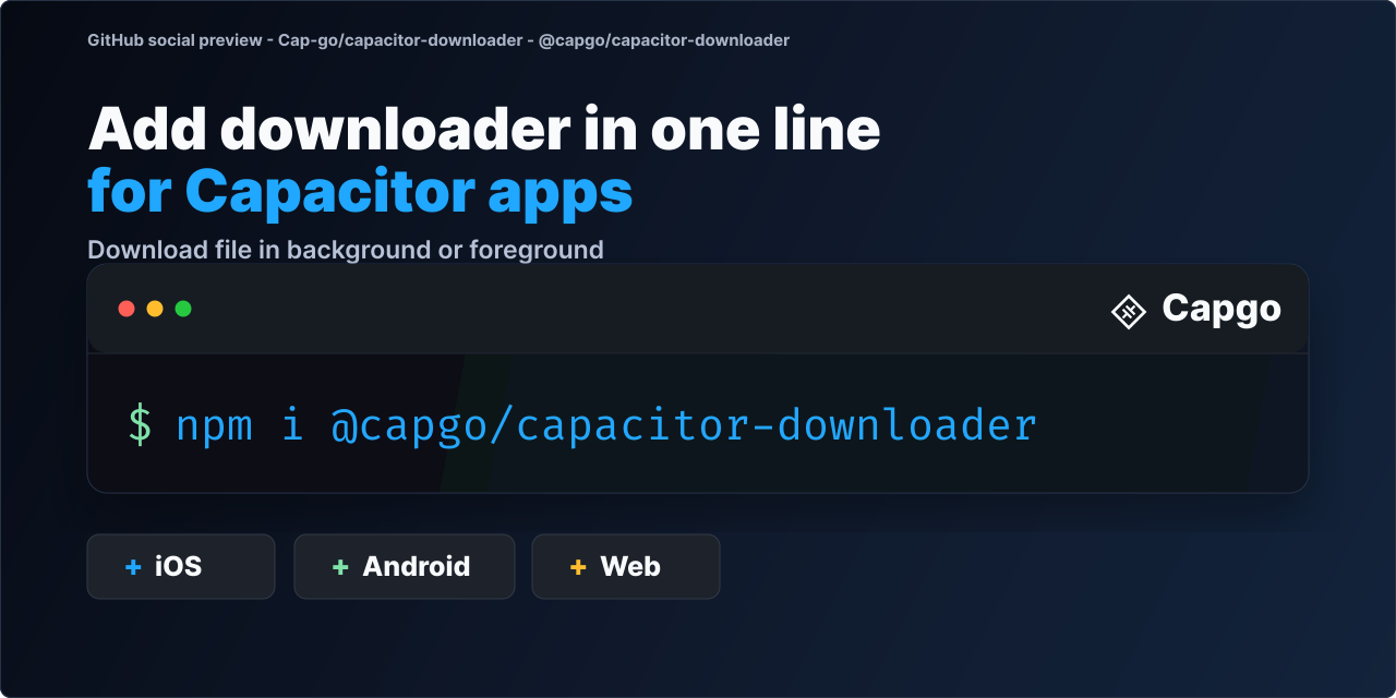 @capgo/capacitor-downloader for Capacitor apps