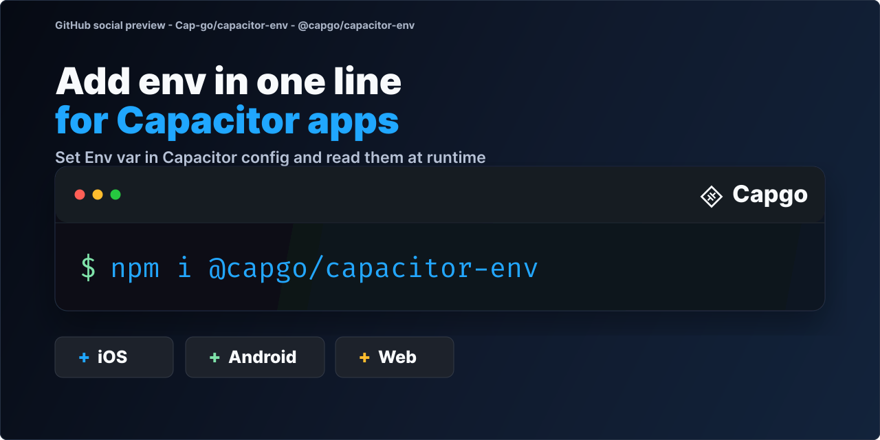 @capgo/capacitor-env for Capacitor apps