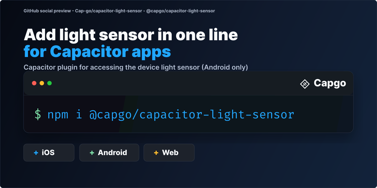 @capgo/capacitor-light-sensor for Capacitor apps