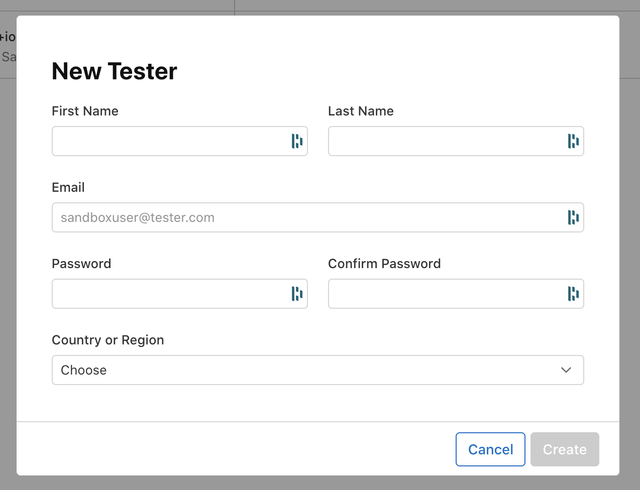 New Tester Creation Form